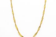 925 Vintage Gold Plated Sterling Silver Italian Signed Flat Curb Diamond Cut Long Chain