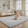 Rugs Living Room 140x200cm, Light Grey Soft Shaggy Rug for Bedroom, 3D Geometric Modern Short Pile Carpet, Extra Large Washable Anti Slip Area Rugs for Living Room Kids Room, Non Shedding Image 5