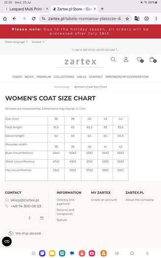 Warm Red Coat - UK 10 - Polish brand Zartex - RRP 200