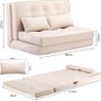 Folding Sofa Bed, Convertible Sleeper Chair with Pillows, Fold Out Chair Bed & Fabric Floor Couch, Foldable Mattress with Adjustable Backrest for Living Room, Guest Room, Dorm, Beige Image 2