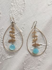 Gold plated silver drop earrings with blue topaz wedding occasion