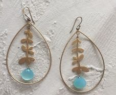 Gold plated silver drop earrings with blue topaz wedding occasion