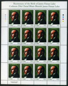 2007 Ireland Birth Centenary of James Fintan Lalor (Nationalist & Journalist) Commemorative Stamp Sheetlet Plate 1B1B1B1B Mint Never Hinged (MNH)