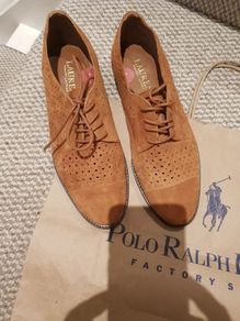 Free Post - Ralph Lauren Tan Leather - Suede Laced Shoes - Size 3: