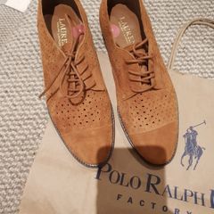 Free Post - Ralph Lauren Tan Leather - Suede Laced Shoes - Size 3: