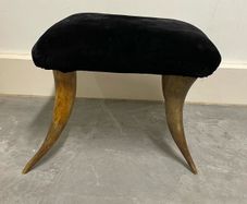 Antique Cow Horn Footstool, Four Genuine Horn Legs , Restoration Project
