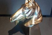 Large ceramic horse head statue