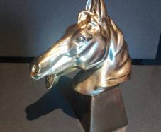 Large ceramic horse head statue