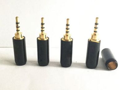 6mm Tail Hole Copper Gold Stereo 2.5mm 4 Pole Male Repair Headphone Jack