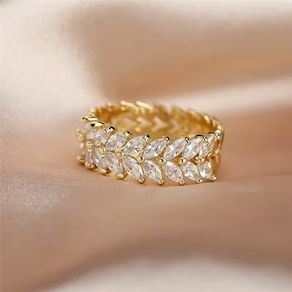 Crystal Gold Tone Ring