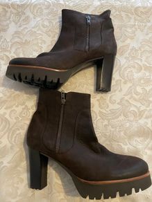 Gadea Dark Brown Nubuck Leather Ankle Boots - Size 40 - Brand New - 9cm Heel