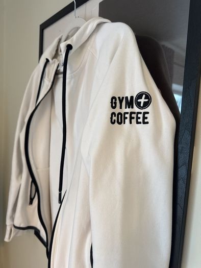 Women's Gym&Coffee white/black hoodie.