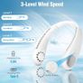 NEW SALE | Portable Hanging Neck Fan, Bladeless Mini Neck Fan with 360 Degree Airflow, 3-Speed Hands-Free Personal Fan Rechargeable Wearable Fan Cooling Quiet for Home Office Travel Sports Outdoor, White Image 4