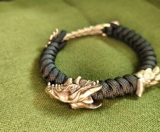 NEW German Silver Paracord Bracelet Dragon Fafnir