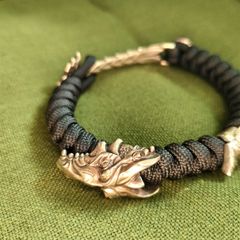 NEW German Silver Paracord Bracelet Dragon Fafnir