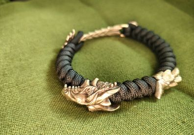 NEW German Silver Paracord Bracelet Dragon Fafnir