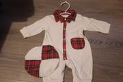 white and tartan babygro with matching hat