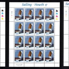 2001 Ireland Sailing (Ruffian, Howth, Sports boat & The Glen) Stamp Sheetlet Plate 1A1A1A1A Mint Never Hinged (MNH).