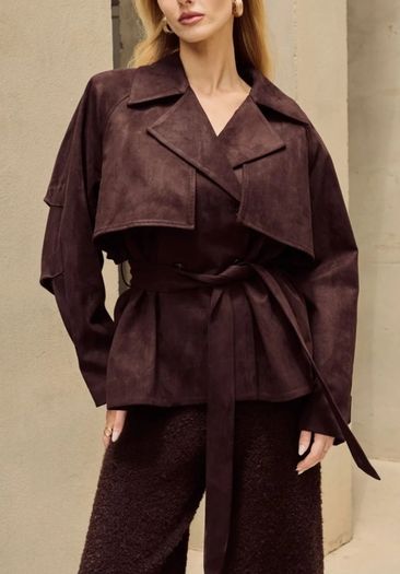 New 4th Arq chocolate brown suede effect Jacket size XL UK 16