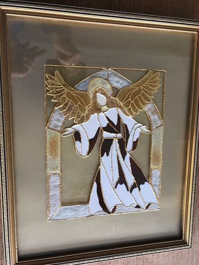 Framed Glass Painting of an Angel