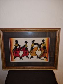 Signed African Batik art framed