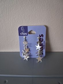Claire's Clip-on Earrings Silver coloured Stars