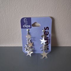 Claire's Clip-on Earrings Silver coloured Stars