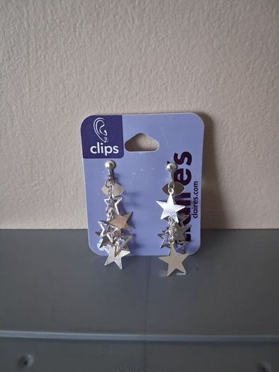 Claire's Clip-on Earrings Silver coloured Stars