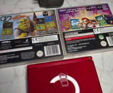 Nintendo DSi Red Console mint + games shrek my sims VGC Fast Shipping GREAT COND