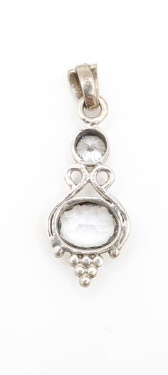 White Quartz And Cubic Zirconia Sterling Silver Pendant
