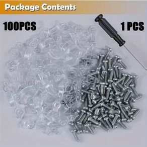 100pcs Strip Light Mounting Brackets,Fixing Clips,One-Side Fixing,100 Screws Included 1pc screwdriver (Ideal for 10mm Wide Waterproof Strip Lights),