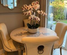 Coach house table & upholstered chairs