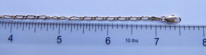 Vintage Solid 9Ct Yellow Gold 375 Figaro link Bangle Bracelet,  length 7.5" - 1,8g