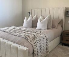 Wingback Double bed floor standing headboard, footboard and mattress
