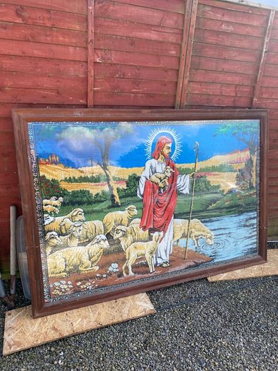 The Good ShepardJesus Chris Framed Wall Rug