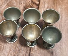 Egg Cups Vintage Metal x6