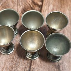 Egg Cups Vintage Metal x6