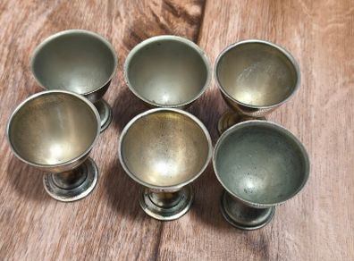 Egg Cups Vintage Metal x6