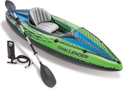 FREE EXPRESS SHIPPING Challenger Kayak, Man Inflatable Canoe with Aluminum Oars and Hand Pump