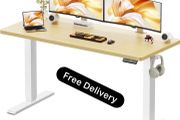 140 x 60 cm Standing Desk, Electric Height Adjustable Desk with 2 Hooks