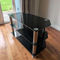 Mahara Glass Corner TV Stand - Black Glass TV Unit With Shelves