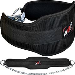 Dip Belt for Weightlifting | Weight Belt with 36" Heavy Duty Steel Chain | Neoprene Padded Back Support Gym Lifting Belt for Powerlifting, Bodybuilding, Exercise, Fitness & Pull ups Workout