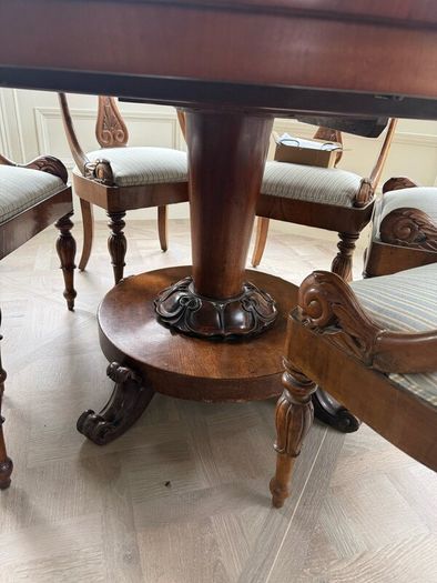 William IV style flame mahogany table & chairs