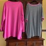 NEW  FURTHER REDUCED from SAMOON a pink casual cardigan with side slits and a matching black and white top with pink trim . Length of both items is 33 inches Image 10