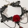 Vintage Style Red Rose Necklace + matching earrings available Image 2