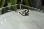 9ct White Gold Sapphire and Diamond Three Stone Crossover Ring, Size P
