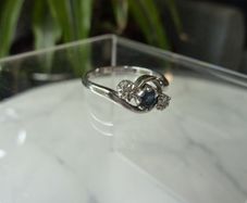 9ct White Gold Sapphire and Diamond Three Stone Crossover Ring, Size P