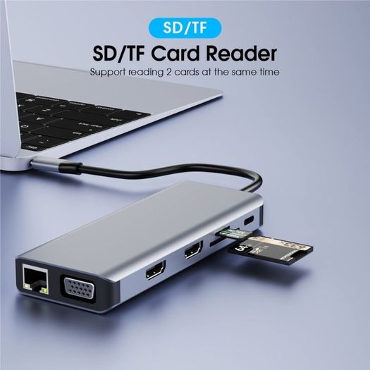 4k 12 in 1 USB-C Hub Docking Station PD Charging Data Transfer