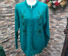 Vintage Green embellished cardigan size Large Postage included