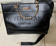 River Island Black Debossed Branded Bag